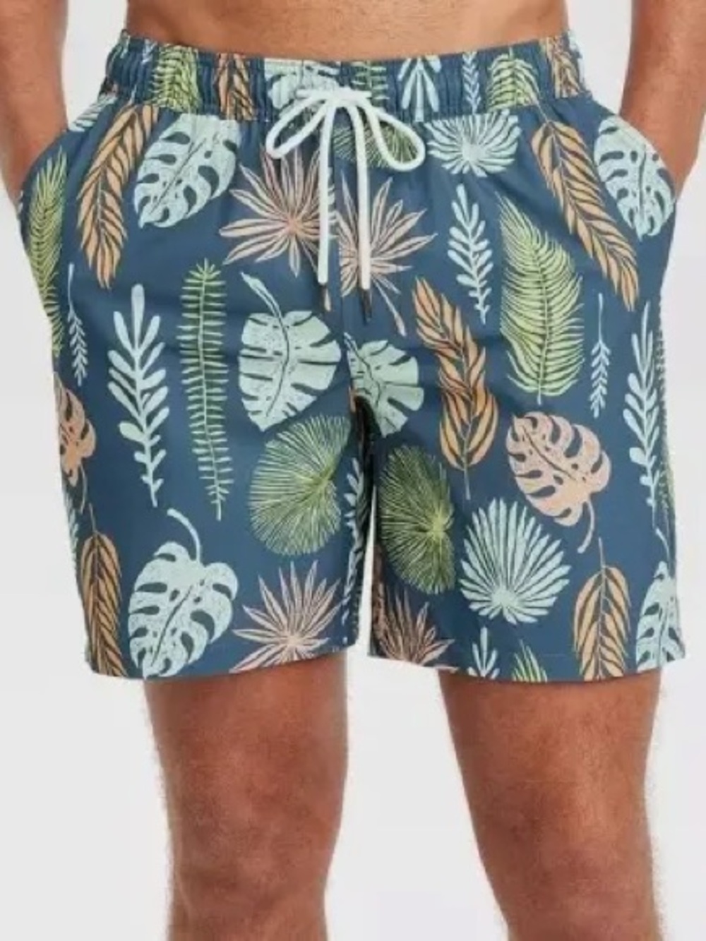Goodfellow & Co Men's Navy Tropical Print Swim Trunks